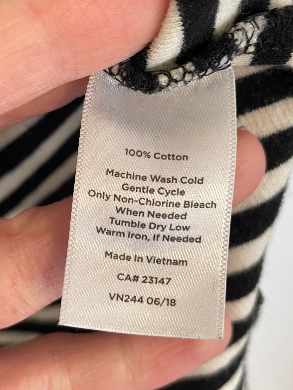 TALBOTS Bateau Neck Striped Tunic Black White Long Sleeve Cotton PETITE Small PS - Picture 12 of 15
